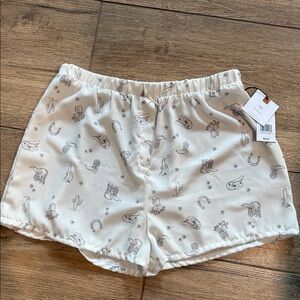 Women's Cream Patterned Cowboy theme Pajama Shorts